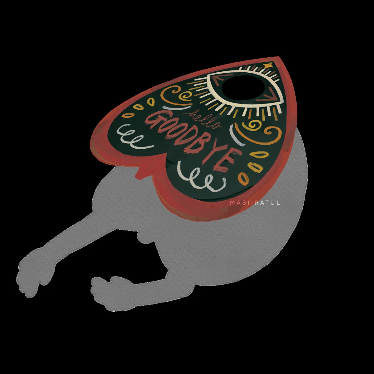 Ilustrasi Planchette - Terjemahan Ouija